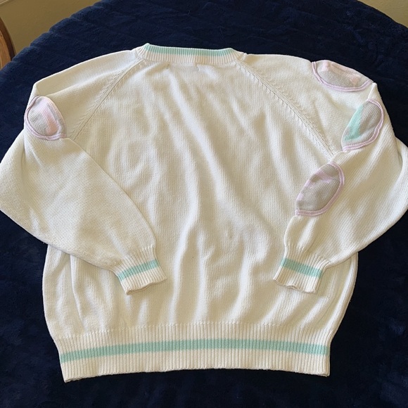 NAF NAF. VINTAGE. 1980’s SWEATER. WHITE W/PASTEL COLORS. NOSTALGIC. SUPER SOFT - Picture 11 of 12